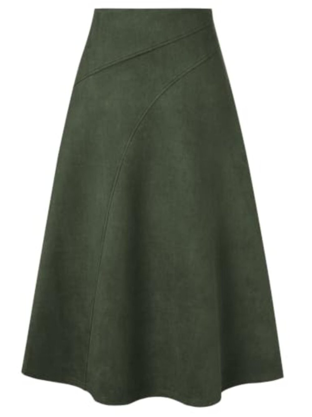 Faux Suede High Waist A-Line Midi Skirt Work Office Fall Winter